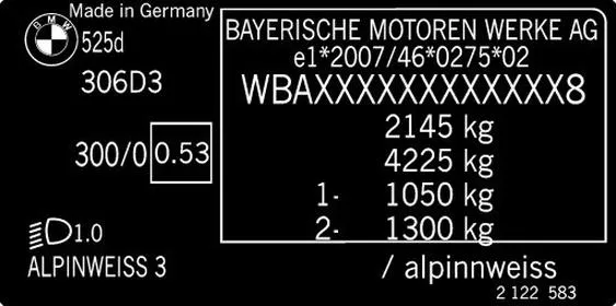 Numer VIN BMW E46