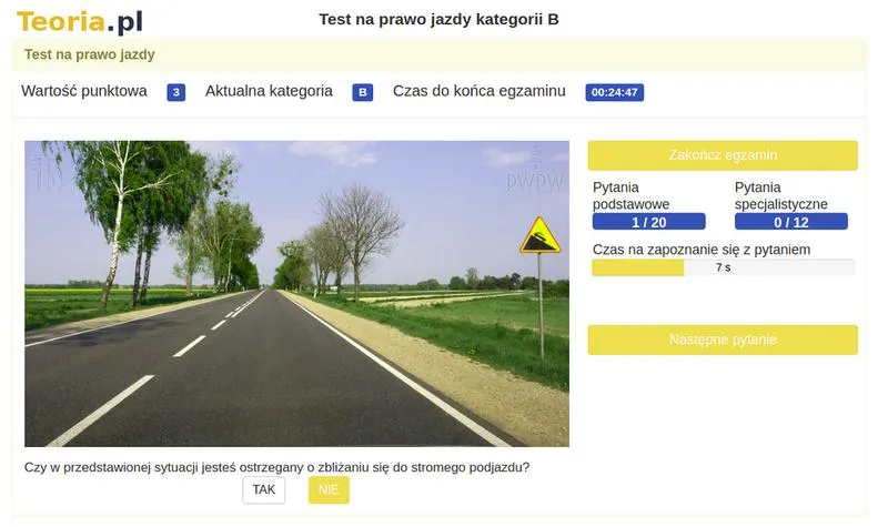 Oficjalne testy prawo jazdy